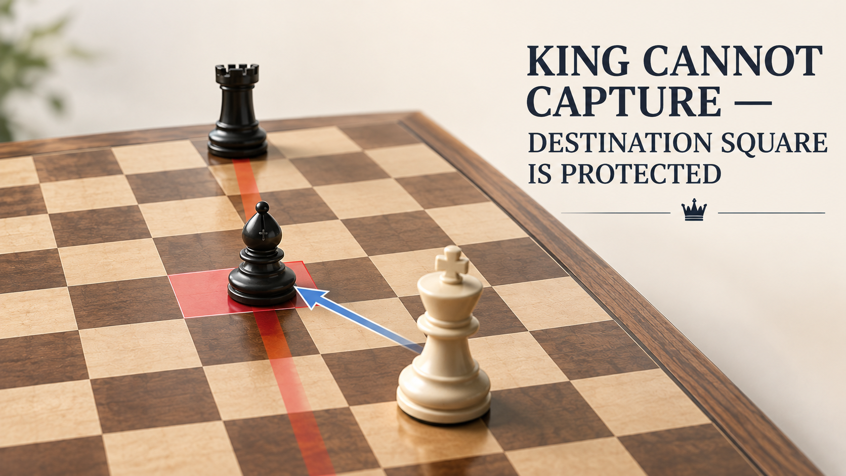 White king on e4 cannot capture a protected black bishop on d5