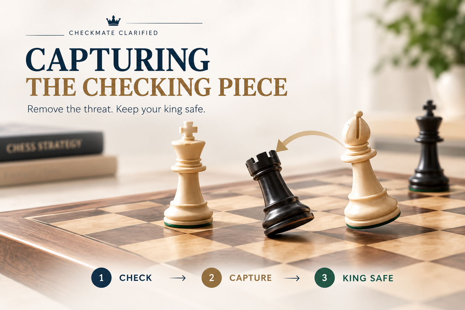 Chess position showing a player capturing the piece giving check
